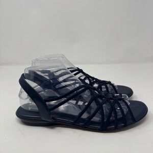 Naturalizer Womens Brave Navy Blue Strappy Flat Sandals Size 9M